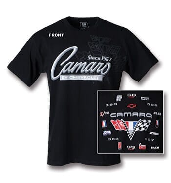T-shirt Camaro SS 1967 Muscle Car - Graphique Noir, Blanc, Gris - Taille S à 3XL