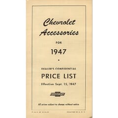 (1947) Accessory List and Price Schedule