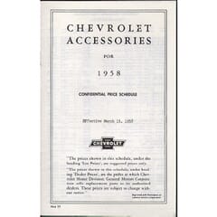(1958) Accessory List and Price Schedule