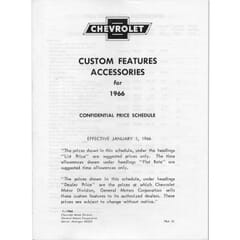 (1966) Accessory List and Price Schedule