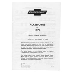 (1973) Accessory List and Price Schedule