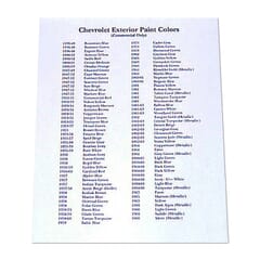 (1936-59) List of Chevy Paint Color Names