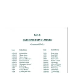 (1938-59) List of GMC Paint Color Names