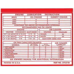 (1955-59) Glove Box Door Lube Chart Decal