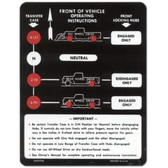 (1969-72) Blazer 4WD Operating Instruction Decal