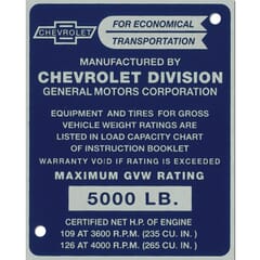 (1955) Door Post Data Plate