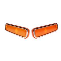 (1973-80) Side Marker Lamp-Front-DLX Stainless Trim-Amber pr.