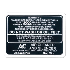 (1934-46) Air Cleaner Decal - Oil Bath Type