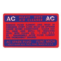 (1947-54) Air Cleaner Decal-Oil Bath Type