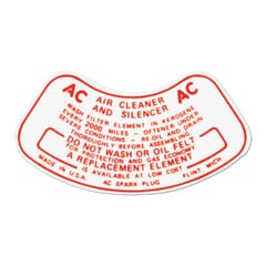 (1955-60) Air Cleaner Decal-Oil Bath Type-V8 2bbl.