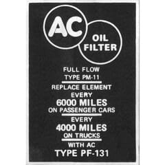 (1955-57) Oil Filter Decals-A/C Type, V-