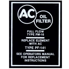 (1958-64) Oil Filter Decals-A/C Type-V8