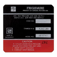 (1970) A/C Compressor Decal-Frigidaire