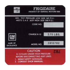 (1971) A/C Compressor Decal-Frigidaire