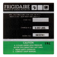 (1974-76) A/C Compressor Decal-Frigidaire