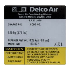 (1979) A/C Compressor Decal-Delco-Type 1