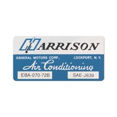 (1972) A/C Evaporator Box Decal