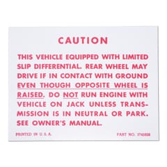 (1957-62) Positraction Warning Decal