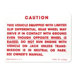 (1963-70) Positraction Warning Decal