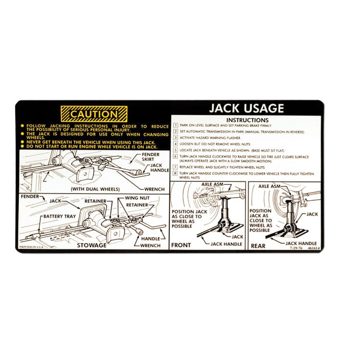 jackページ 1977-78) Jack Instruction Decal-4WD