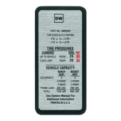 (1969-70) Tire Pressure Decal-SS