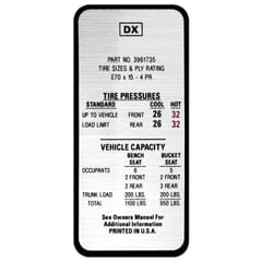 (1969) Tire Pressure Decal-Z/28