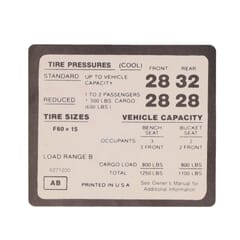 (1972) Tire Pressure Decal