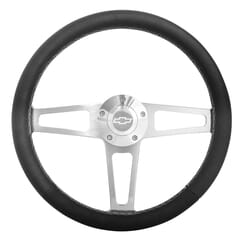 (1960-69) Steering Wheel-Black Italian Sky Vinyl -Polished Kit