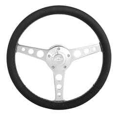 (1960-69) Steering Wheel-Black Italian Sky Vinyl -Polished Kit