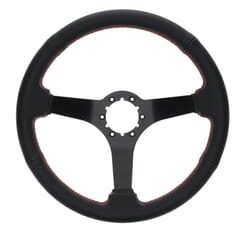 (1941-94) Steering Wheel-Perf. Black Leather and Red Stich-Black Solid
